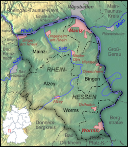 Kart over Rheinhessen